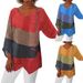 Women's Retro Distressed Marble V Neck T-Shirt European American Style 3/4 Sleeve Loose Top for Autumn 2024_ecoleips.com