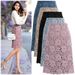Verve Women's Midi Spring 2025 New Slimming Water-Soluble Lace Fairy French Niche A-Line Mid-Length Bodycon Skirt_ecoleips.com