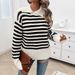 Women’s Striped Lapel Sweater – Lightweight Knit Pullover For Spring & Summer (S/M/L/XL)_ecoleips.com
