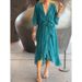 Women's Clothing Solid Color Lace Long Skirt Bat Sleeve Irregular Dress Large Size_ecoleips.com