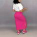 Women's plus Size Slim Fit Set round Neck Short Sleeve Top with English Print And Solid Color Skirt with Slit for Summer Outings And Commutes_ecoleips.com