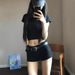 2025s Elastic High Waist Slimming Black Jeans Tight Shorts Straight Wide Leg Hot Pants Women Summer 2025 New Style_ecoleips.com