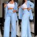 Women's Clothing Summer Elegant Suit With Split Sleeve Lapel And Straight Leg Pants Solid Color Spring/Autumn Wear_ecoleips.com