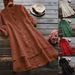 Women's Clothing Spring And Summer Solid Color Button Cotton And Linen Long Sleeve Long Shirt_ecoleips.com