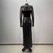 Women's Clothing New High Neck Sequins Heavy Diamond Chain Three Dimensional Flower Decoration High End Evening Dress For Women_ecoleips.com
