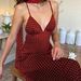 Women's Polka Dot Suspender Dress Style Backless V Neck Slimming Waist Long Summer Dress_ecoleips.com