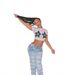 2025 Summer New Arrival Contrast Color Personality Pattern Navel Exposed European And American Round Neck Fashionable And Lively T Shirt_ecoleips.com
