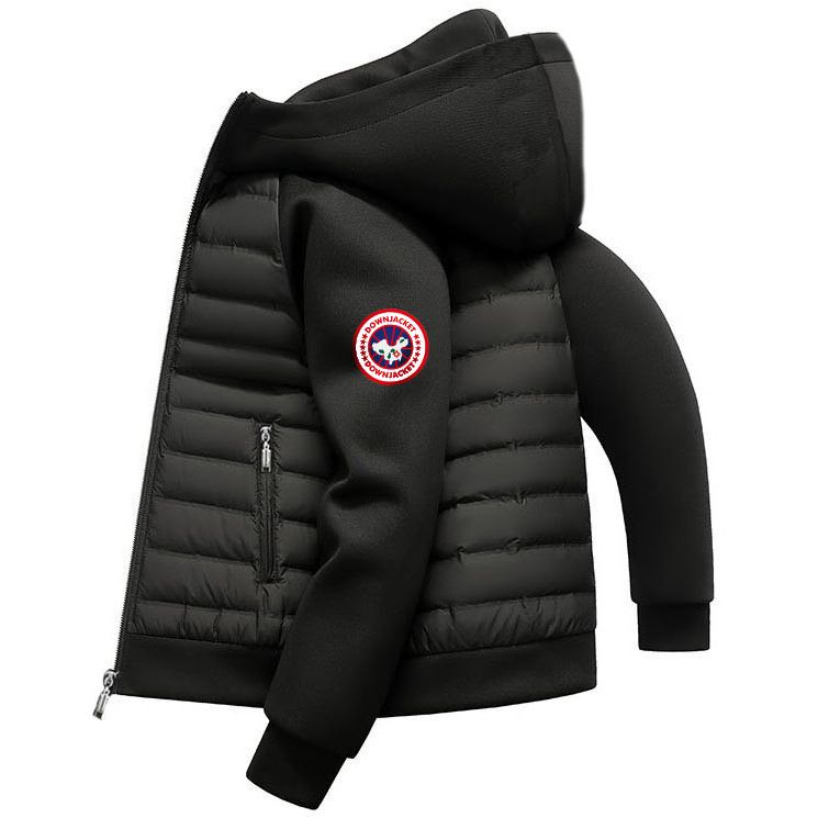 Streetwear Tech Hooded Jacket For Men & Women - Lightweight Windproof Coat With Contrast Panels, Water-Resistant Polyester (White, Black)_ecoleips.com