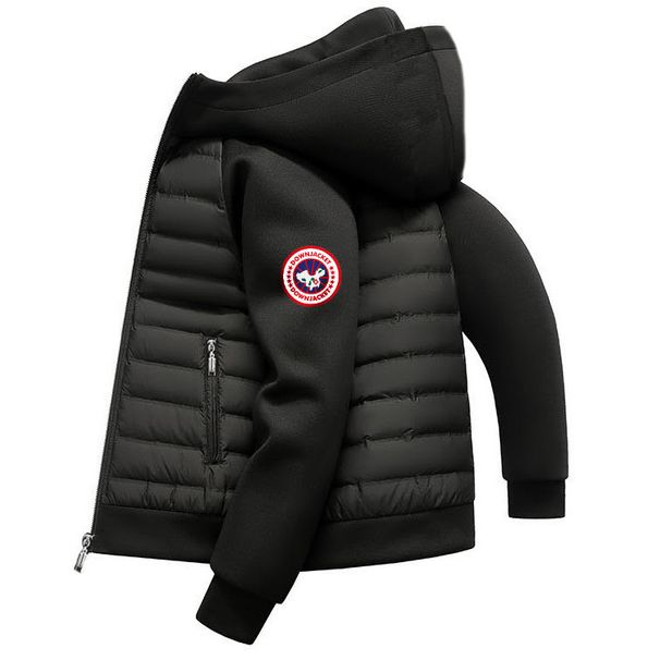 Streetwear Tech Hooded Jacket For Men & Women - Lightweight Windproof Coat With Contrast Panels, Water-Resistant Polyester (White, Black)_ecoleips.com