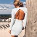 Women's Clothing Sexy Deep V-Neck Backless Bodycon Dress – Elegant & Bold For Evening Parties (White/Red/Black)_ecoleips.com