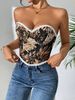 Sexy Fishbone Bra Retro Vest Cross Strapless Printed Tie-Up Top For Hot Girls Women's Clothing_ecoleips.com