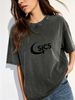 Ladies Soft Washed Cotton T-Shirt, Solid Black White Slim Short Sleeve Top, Comfortable Bodycon Casual Daily Outfit_ecoleips.com