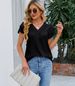 K New Women's V-neck Ruffled Shirt Short Sleeved Top_ecoleips.com