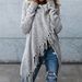 Women's Clothing Soft Ribbed Knit Cardigan With Fringe Detail – Oversized Open Front Sweater For Women, Casual Long Sleeve Wrap Coat In Heather Gray_ecoleips.com