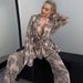 Brown Comfortable Long Sleeve Robe Pants Set, Wearable Outside, Two-Piece Pajamas, European And American Autumn New_ecoleips.com