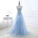 Blue Tube Top Evening Dress Student Art Exam Performance Graduation Dance Party Temperament Annual Dinner Host Dress_ecoleips.com