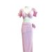 Goddess Style Conservative Long Dress Short Sleeved Swimsuit Slim Fitting Sexy Bikini Three Piece Set Women's Clothing Swimwear_ecoleips.com