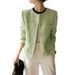 Women's Clothing Wool tweed autumn short candy green tops _ecoleips.com