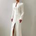 Women's Clothing Dress With Shoulder Pads And Decorative Skirt Fashion V Neck Slim High Waist Dress_ecoleips.com