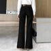 Black Wide Leg Straight Leg Jeans for Women Loose Fit Slimming Cotton Denim Casual Spring/Autumn Summer Independent Website_ecoleips.com
