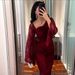 "Elegant Lace & Rhinestone Evening Dress – High Slit & Hip Accent For Gala & Prom (Burgundy, S-XXL)"_ecoleips.com