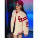 Women's Clothing Plush And Thickened Temperament Coat Spring And Autumn Letter Loose Cardigan Baseball Jacket Fur Coat_ecoleips.com