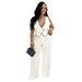 Women's Clothing Fashion Casual V Neck Button Top Trousers Two Piece Suit_ecoleips.com