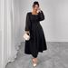 Elegant French-Inspired Maxi Dress – High Waist Pleated Long Sleeve Dress, Flowy & Feminine For Autumn_ecoleips.com