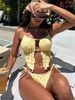 Women's Clothing European American Sexy Two Piece Swimsuit Yellow Bikini Stylish Women's Clothing Swimwear For Hot Springs Beach Vacations_ecoleips.com