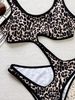 Women's Leopard Print One Piece Swimsuit Hollow Out Strappy Export Style Bikini 2024 E38KY_ecoleips.com