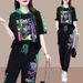 Women's Clothing Summer European Style Sports Casual Set Loose Hooded Printed Top And Pants_ecoleips.com