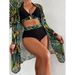 Women's Clothing Women's Bohemian Style High-Waisted Three-Piece Swimsuit Set V-Neck Printed Bikini Two-Piece Clothing_ecoleips.com