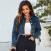 Women's Fringe Denim Jacket, Oversized Lapel Long Sleeve Coat, Bohemian Tassel Shacket For Casual Elegant Style_ecoleips.com