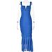 Summer New Arrival Women's Strappy Backless Tight Fitting Pleated Fishtail Long Dress European American Fashion 2025_ecoleips.com