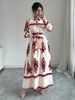 Women's Print Shirt Dress Long Sleeve Office Work Dress With Waist Tie_ecoleips.com