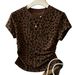 Women's Clothing Summer Y2K Women's Leopard Print Crew Neck Short Sleeve Top Slim Fit Sexy Loose Casual Flattering T-Shirt_ecoleips.com