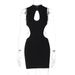 Sexy Backless Spliced Butterfly Metal Decoration Short Dress European American Street Style Hot Girl Hollow out Detail_ecoleips.com