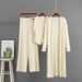 Women's Casual Three Piece Set Loose Fitting mid Length Knitted Cardigan Cardigan Vest Straight Leg Pants_ecoleips.com