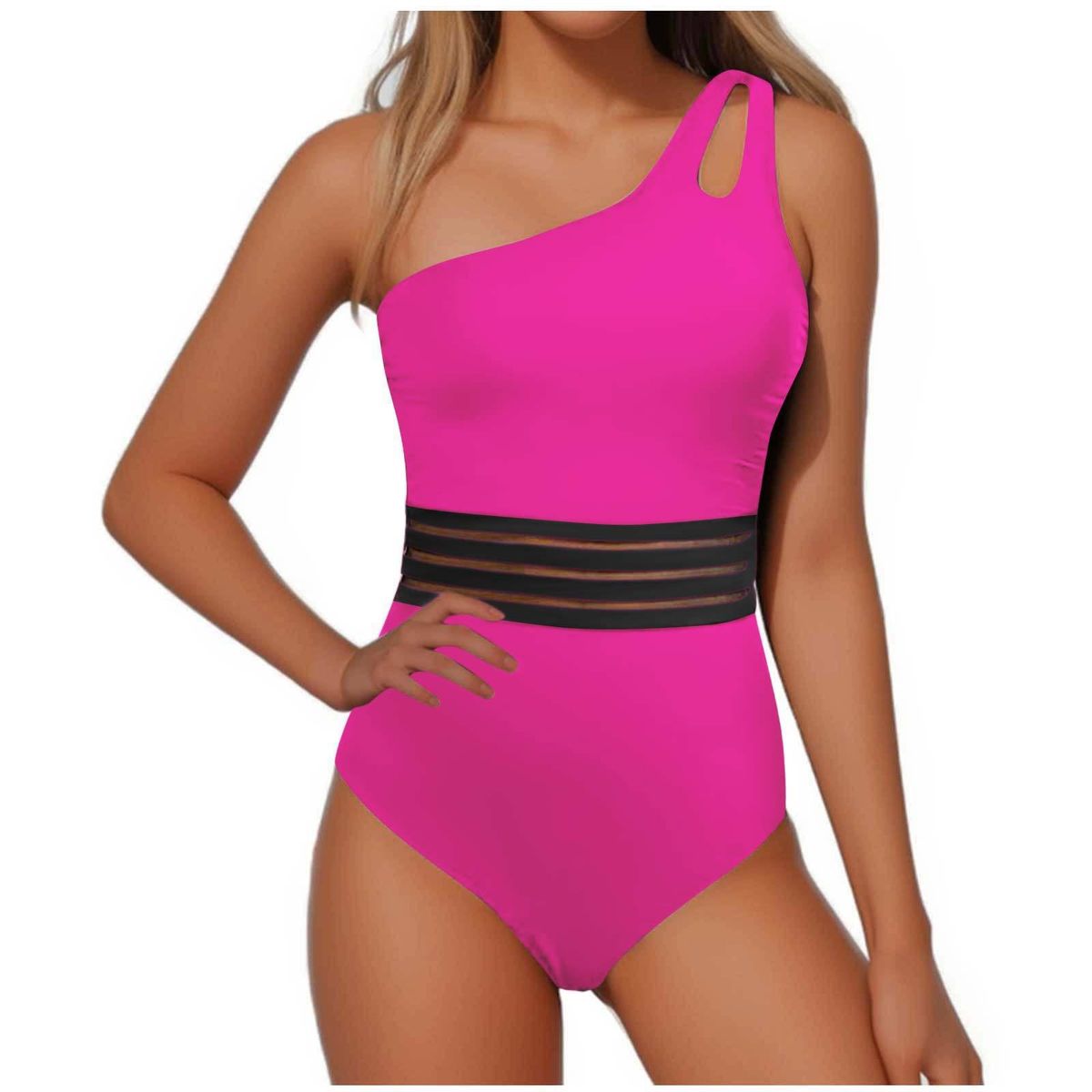 High Waist Slimming One Piece Swimsuit For Women Gathered Flying Edge Bikini Cover Belly_ecoleips.com