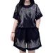 Plus Size Sequined Two Piece Set Women's Casual Chic Slimming Fit Summer Fashion Curvy_ecoleips.com