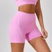 High Waist Contrast Color Yoga Pants for Women Tight Nude Feeling No Embarrassing Line Peach Hip Three Point Fitness Trousers_ecoleips.com