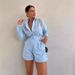 Women's Clothing Loose Solid Color Casual Shirt High Waist Shorts Fashion Suit_ecoleips.com