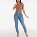 2025 Cross border elastic high waist long jeans for women Spring European and American style slim fit skinny pants for women_ecoleips.com
