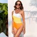 Women's Clothing Design Swimsuit Solid Color Splicing One Piece Swimsuit Female_ecoleips.com