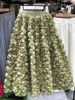 Women's High-Waisted A-Line Midi Skirt French Style Mesh Floral Print Spring New Heavy Duty Three-Dimensional Skirt For Ladies_ecoleips.com