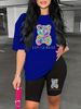Summer Women's Casual And Fashionable Lover Bear Print Loose T-shirt+shorts Two-piece Sportswear Suitable For Daily Wear-90_ecoleips.com