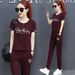 Women's Summer Korean Style Loose Fashion Two Piece Set Short Sleeve Long Pants Casual Running Outfit 2026 New_ecoleips.com
