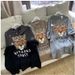 Women's Oversize Tiger Head Cartoon Print Loose T-Shirt Summer Trend Top Thickened Short Sleeve Casual Fashion_ecoleips.com