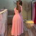 Elegant Striped High-Waisted A-Line Dress With Belt & Notched Collar – Sleeveless Summer Dress For Women_ecoleips.com