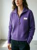 Lightweight Airy Collar Half Zip Label Patch Loose Long Sleeve Knit Top_ecoleips.com